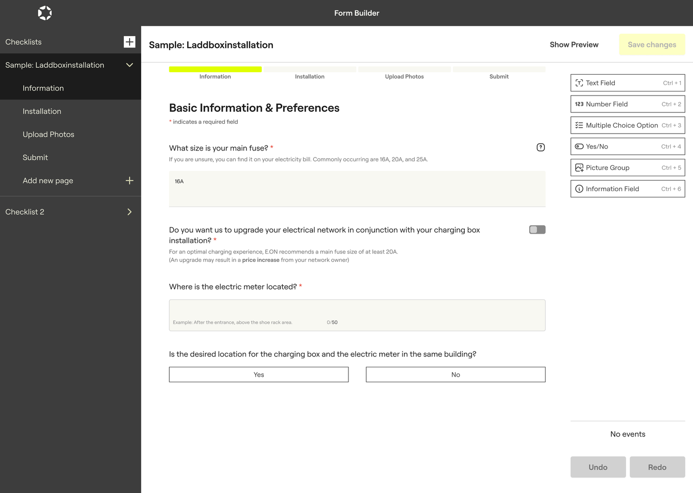 Checklist builder overview